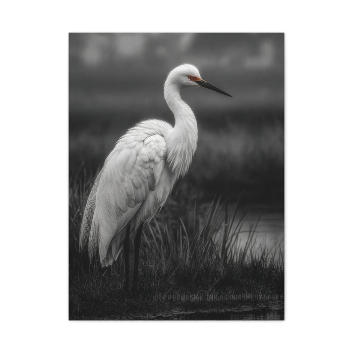 Light Grey Crane Mist Portrait Wall Art & Canvas Print