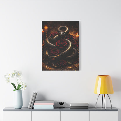 Black Serpent Crimson Rose Gold Wall Art & Canvas Print