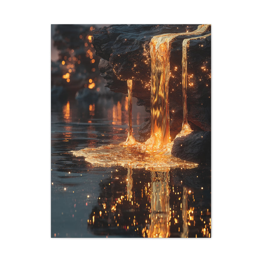 Molten Gold Waterfall Wall Art & Canvas Print