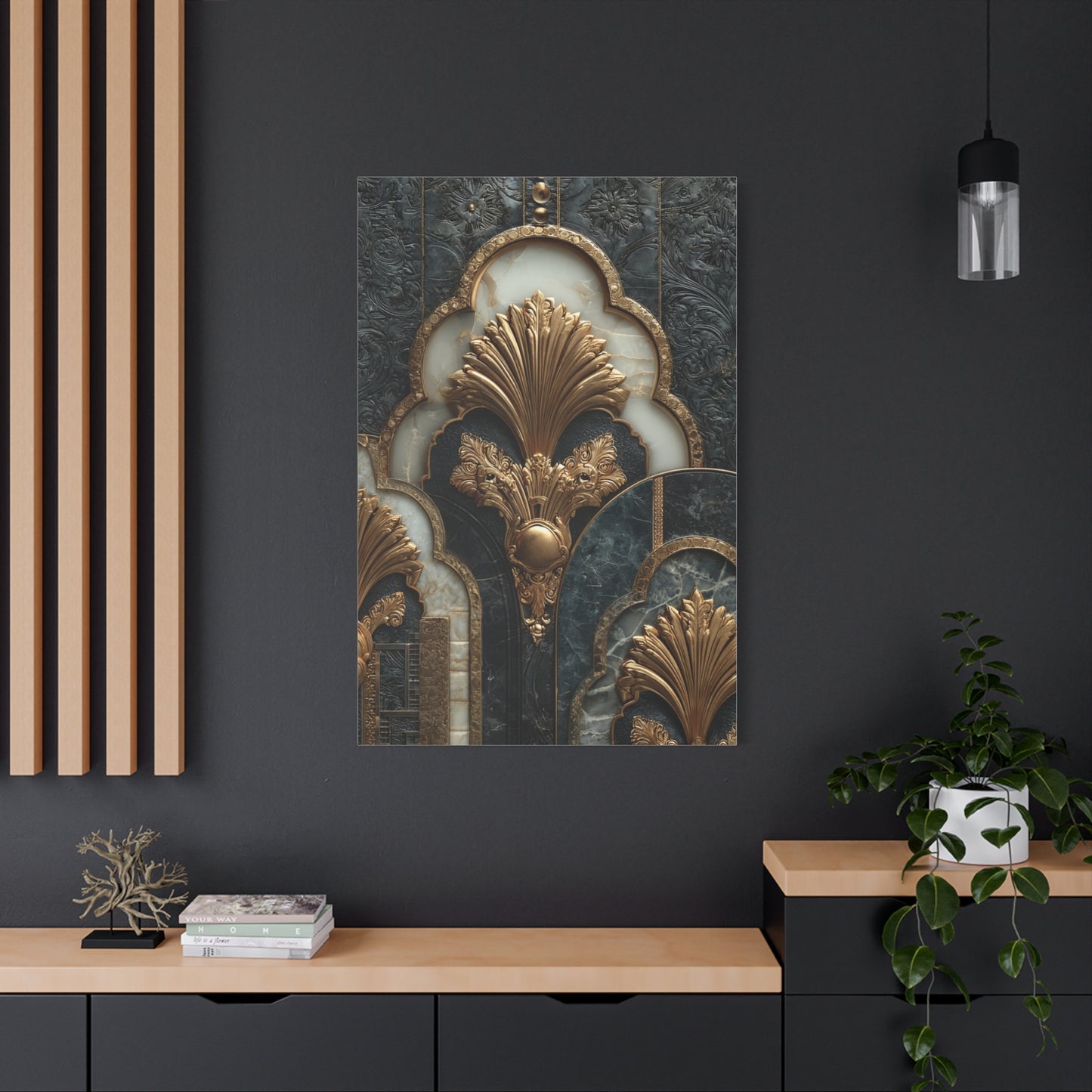 Art Deco Gold Architectural Relief Wall Art & Canvas Print