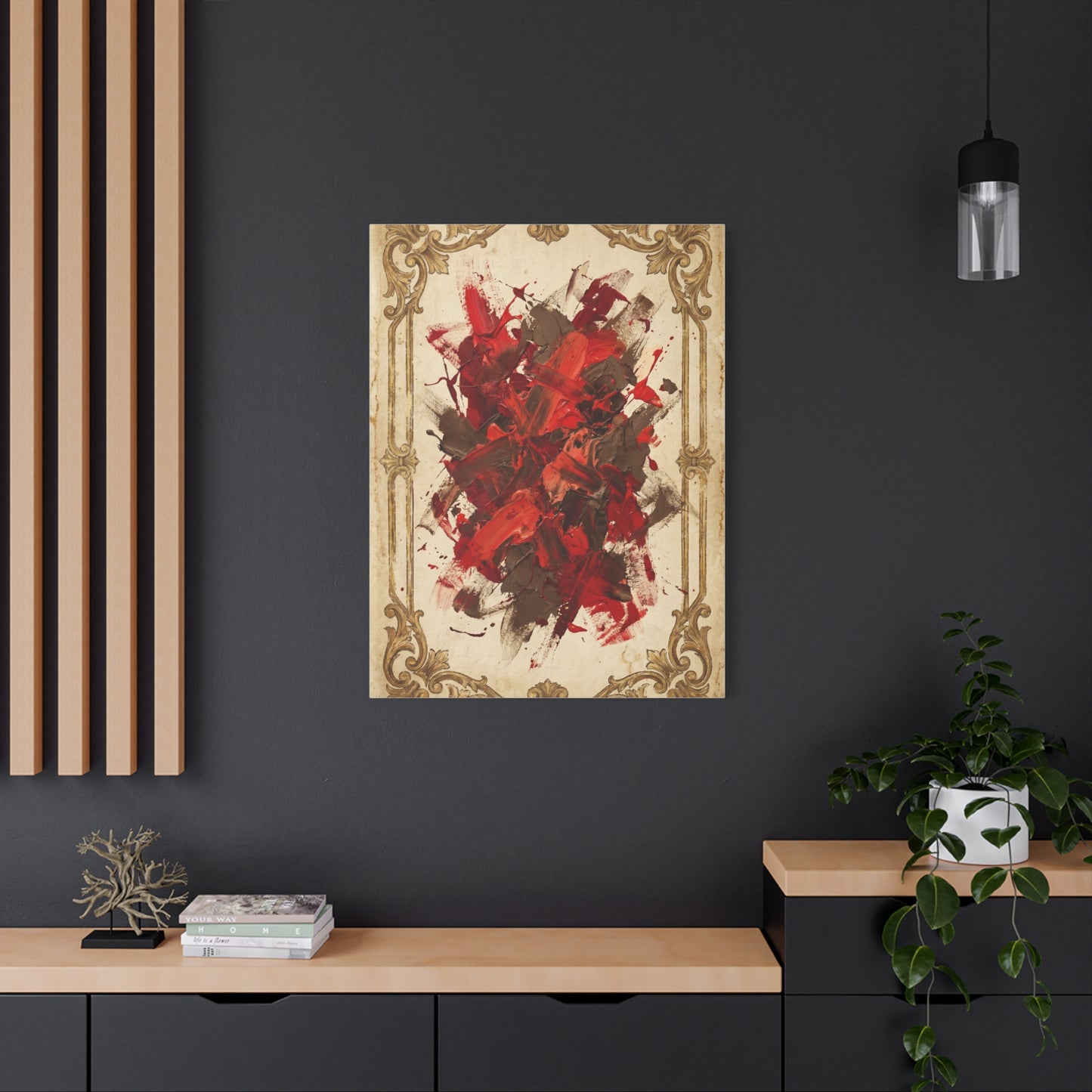 Vintage Framed Red Expressionist Composition Wall Art & Canvas Print