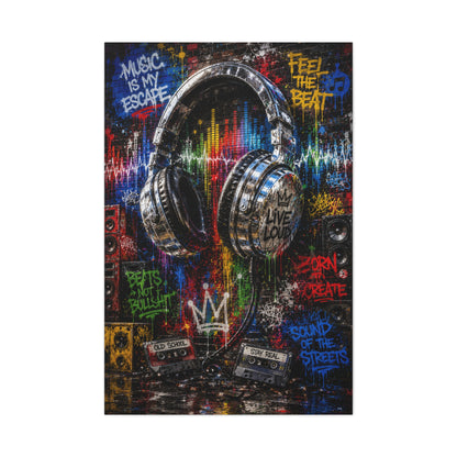 Graffiti Headphones Music Street Wall Art & Canvas Print
