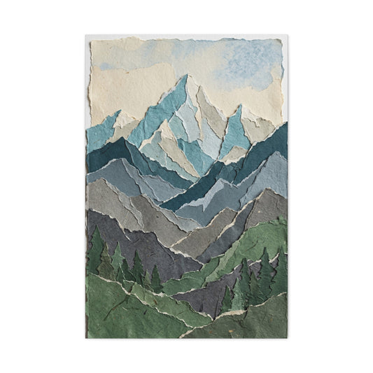 Hand-Torn Paper Collage Mountain Range Wall Art & Canvas Print
