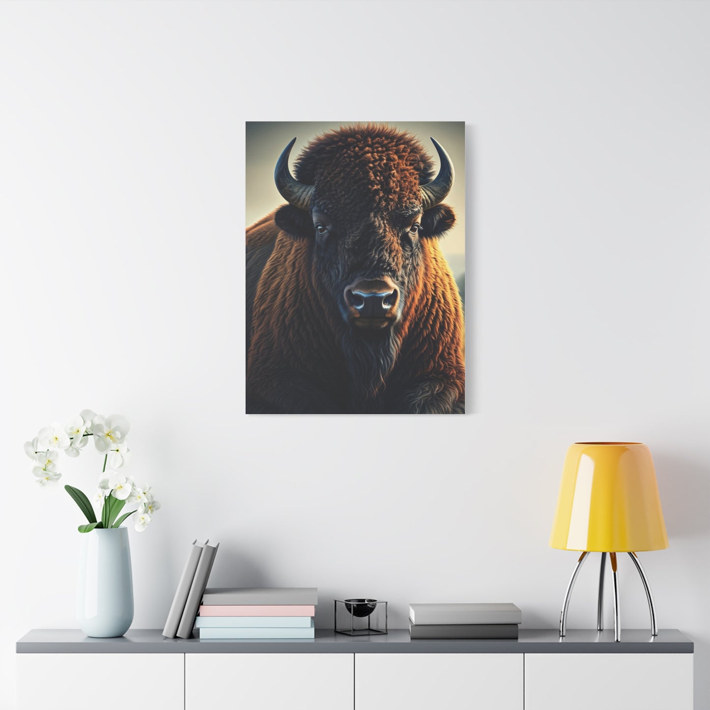 Classic Frontal American Bison Portrait Wall Art & Canvas Print