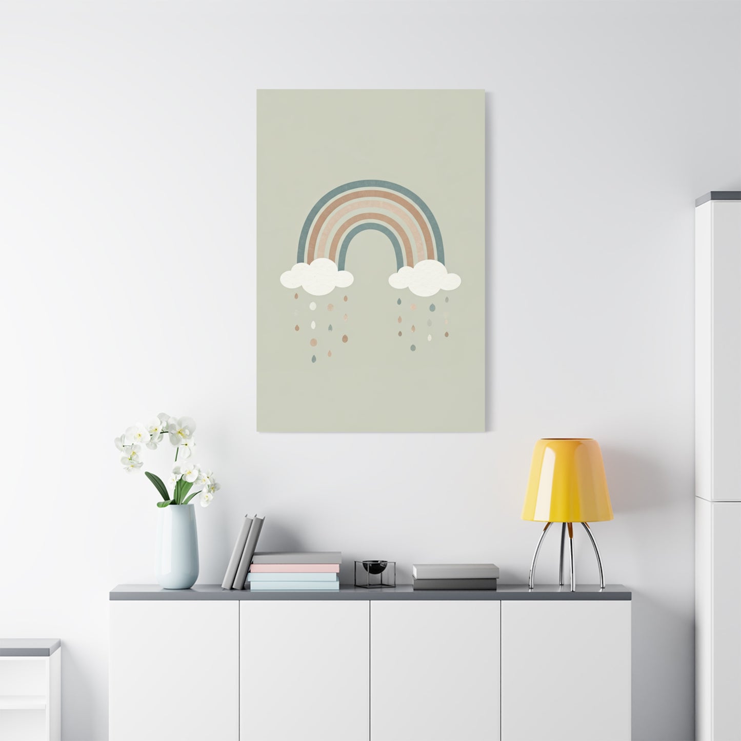 Pastel Rainbow & Clouds Nursery Wall Art & Canvas Print
