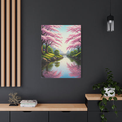 Sakura River Garden Reflection Wall Art & Canvas Prints