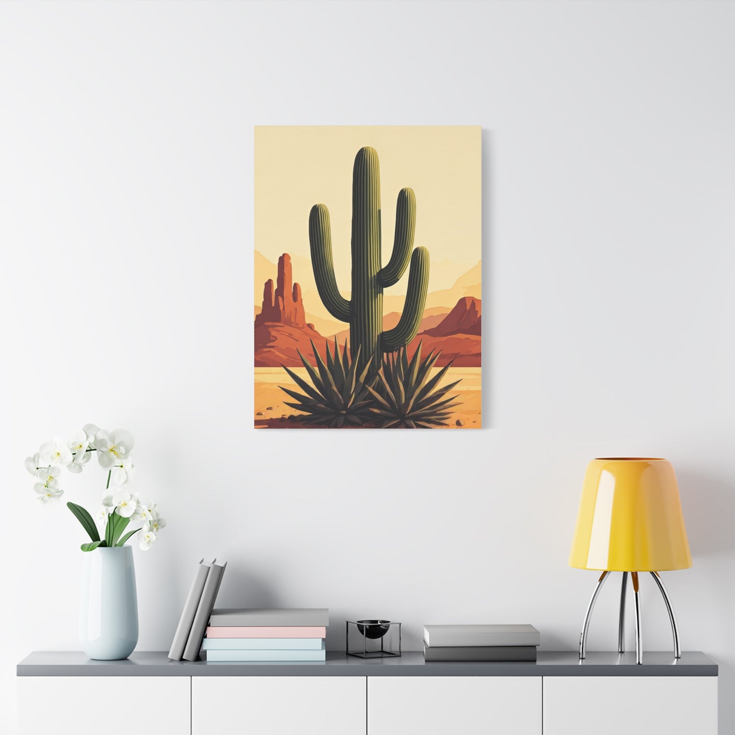 Red Mesa Desert Cactus Landscape Wall Art & Canvas Prints