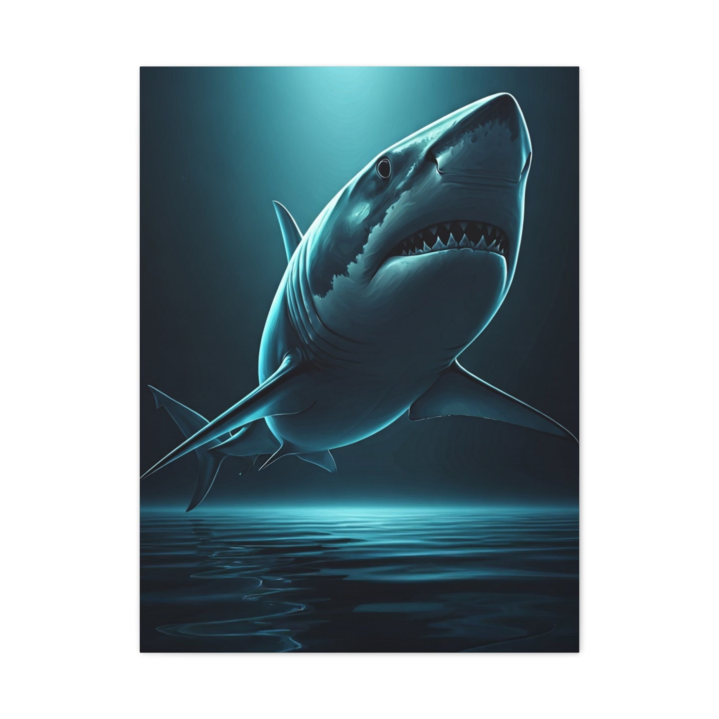 Great White Shark in Deep Blue Waters Wall Art & Canvas Prints