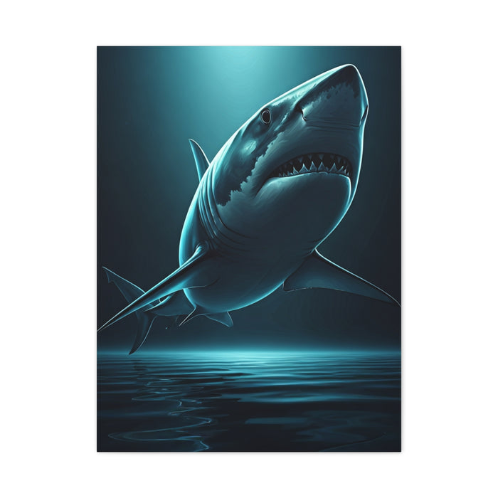 Great White Shark in Deep Blue Waters Wall Art & Canvas Prints