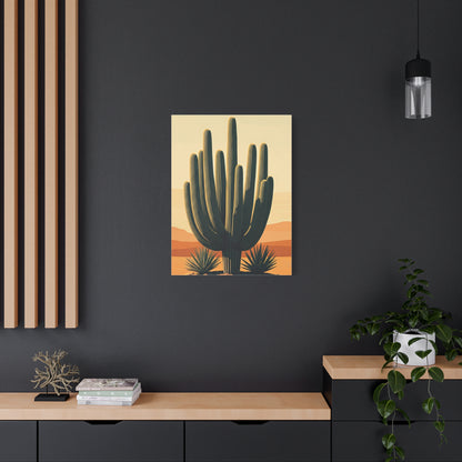 Golden Desert Saguaro Illustration Wall Art & Canvas Prints