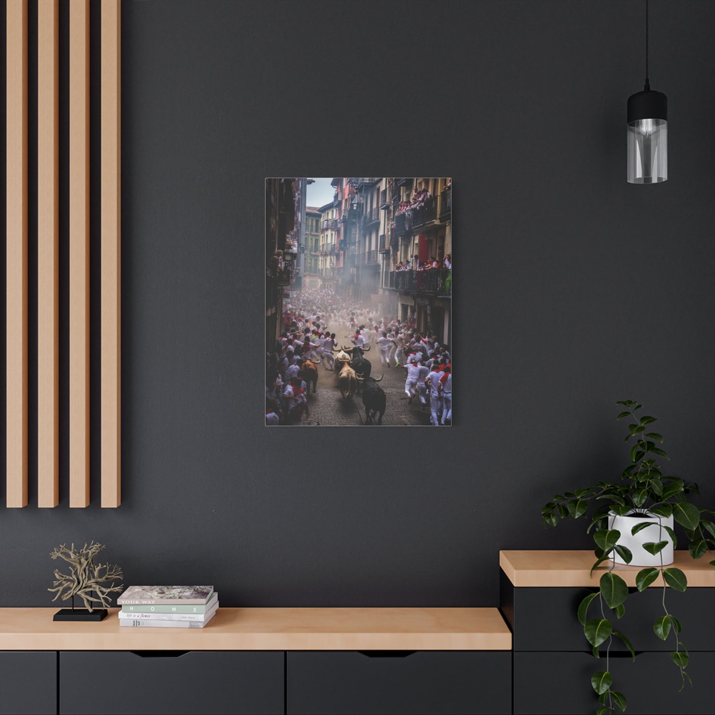 Pamplona Festival Bull Run Wall Art & Canvas Print