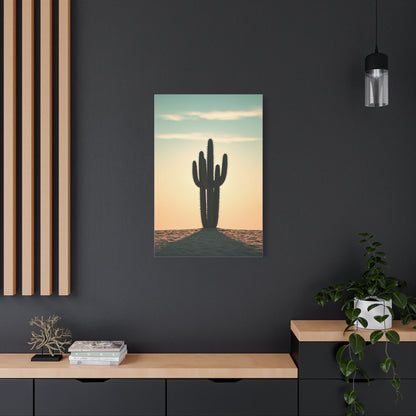 Lone Saguaro Desert Sunset Silhouette Wall Art & Canvas Prints