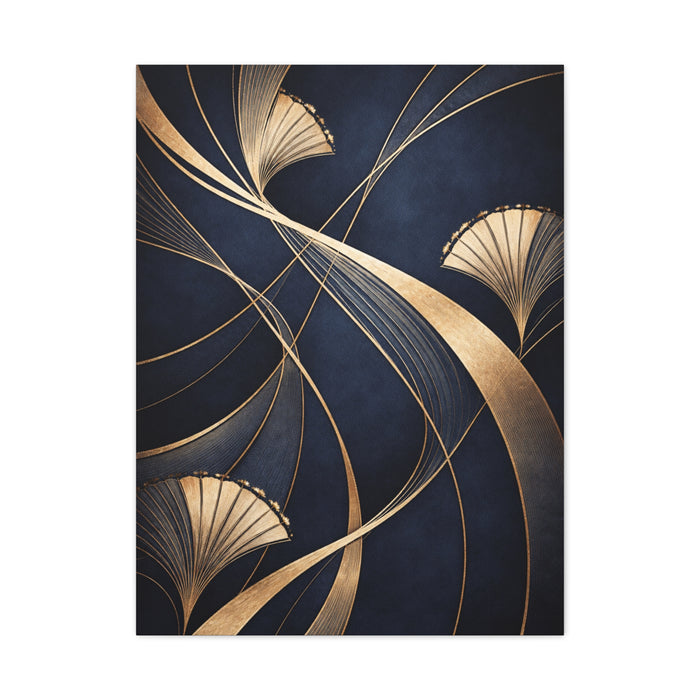 Art Deco Navy Gold Flow Wall Art & Canvas Print