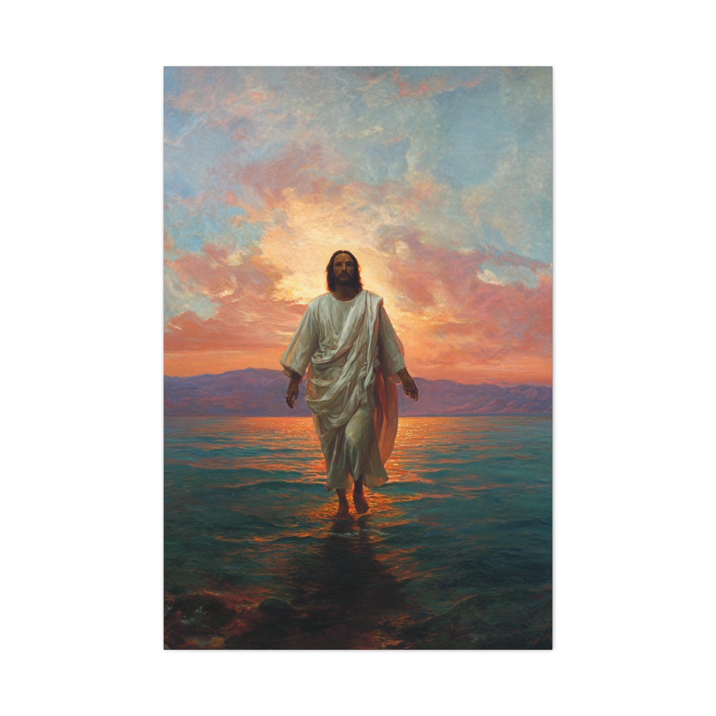 Jesus Walking on the Sea at Sunset Wall Art & Canvas Print