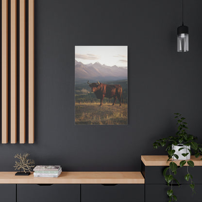 Mountain Ridge Bull Landscape Wall Art & Canvas Print