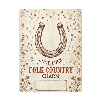 Rustic Horseshoe Folk Charm Poster Wall Art & Canvas Print