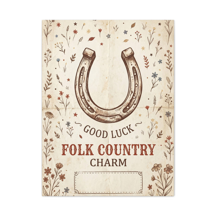 Rustic Horseshoe Folk Charm Poster Wall Art & Canvas Print