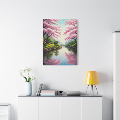Sakura River Garden Reflection Wall Art & Canvas Prints