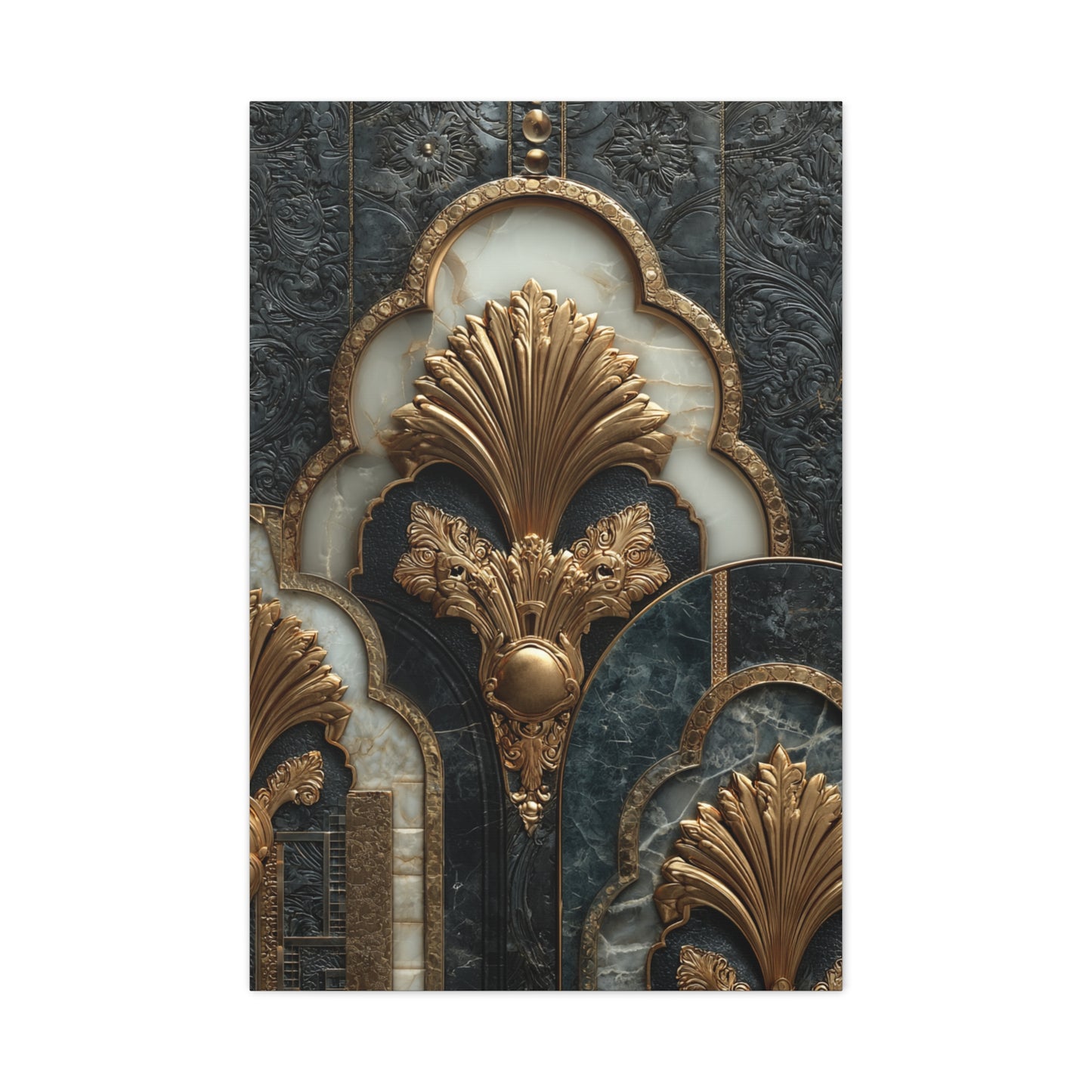 Art Deco Gold Architectural Relief Wall Art & Canvas Print