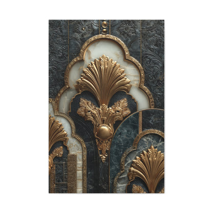 Art Deco Gold Architectural Relief Wall Art & Canvas Print