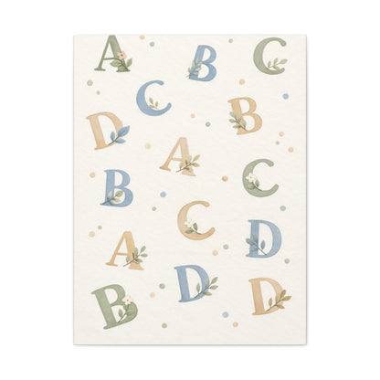 Botanical Alphabet Nursery Wall Art & Canvas Print