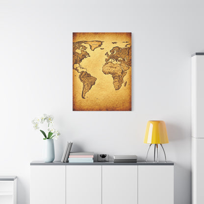 Vintage Portrait Sketch Map Background Wall Art & Canvas Print
