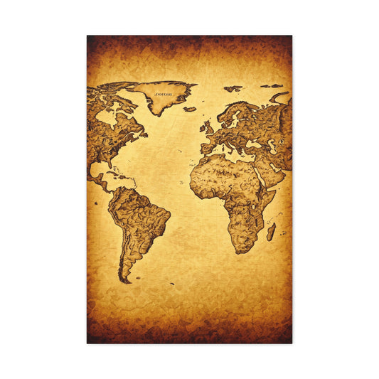 Vintage Portrait Sketch Map Background Wall Art & Canvas Print