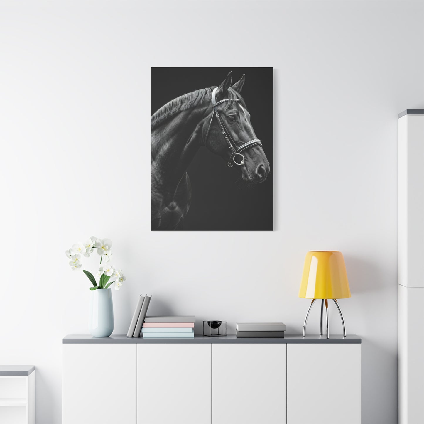 Elegant Black Stallion Profile Wall Art & Canvas Prints