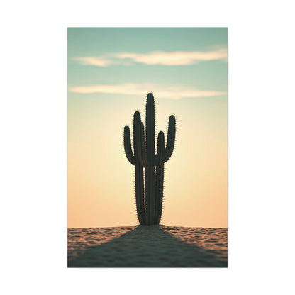 Lone Saguaro Desert Sunset Silhouette Wall Art & Canvas Prints