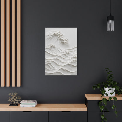 Minimal White Sculptural Wave Texture Wall Art & Canvas Print