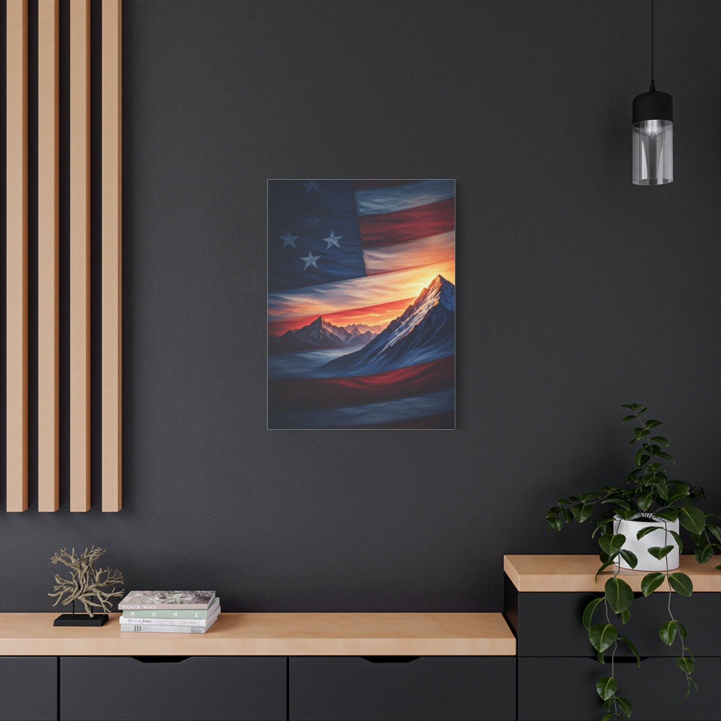 Mountain Horizon American Flag Tribute Wall Art & Canvas Prints