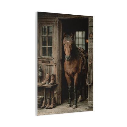 Rustic Stable Horse Portrait Wall Art & Canvas Print