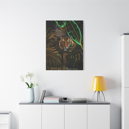 Neon Jungle Tiger Luxe Statement Tropical Wall Art & Canvas Print