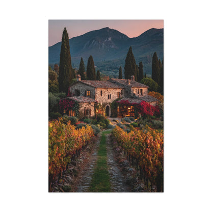 Tuscan Vineyard Autumn Villa Wall Art & Canvas Print