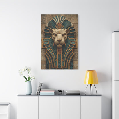 Art Deco Lion Architectural Relief Wall Art & Canvas Print