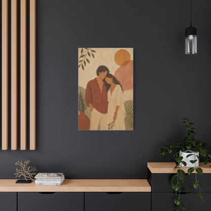 Bohemian Faceless Couple Portrait Wall Art & Canvas Print
