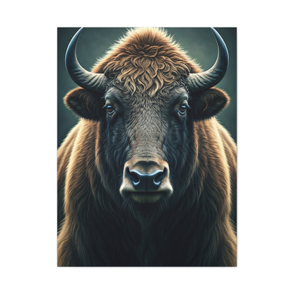 American Bison Frontal Portrait with Dramatic Overcast Lighting Wall Art & Canvas Print