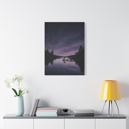 Starlit Reflection Lovers Minimal Scene Wall Art & Canvas Print