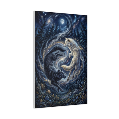 Yin Yang Cosmic Wolves Balance Scene Wall Art & Canvas Print