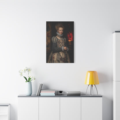 Renaissance Queen in Candlelit Court Portrait Wall Art & Canvas Print
