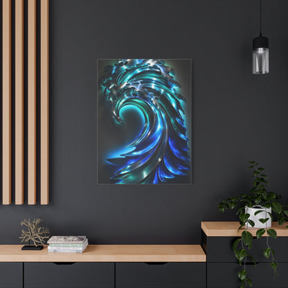 Illuminated Blue Wave Light Sculpture Wall Art & Canvas Print