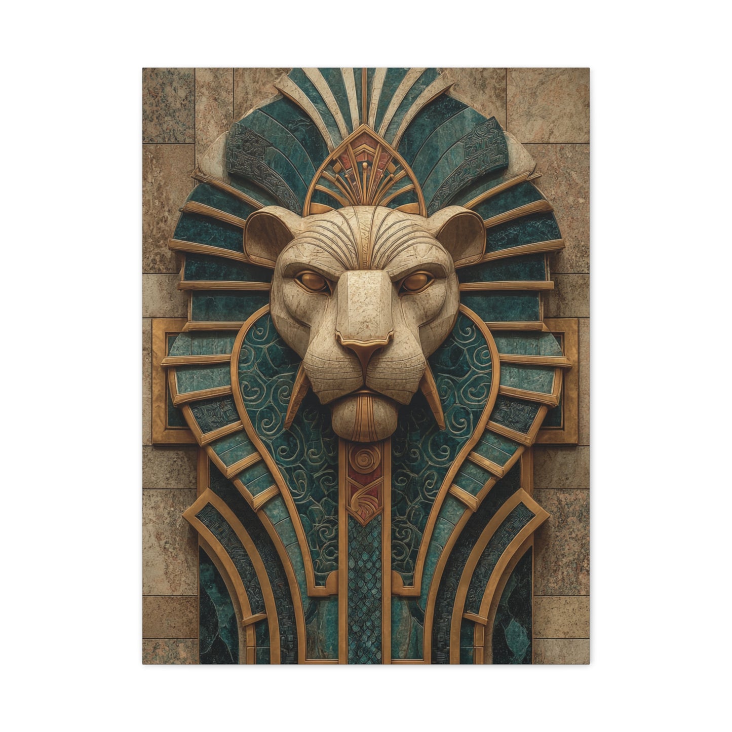 Art Deco Lion Architectural Relief Wall Art & Canvas Print