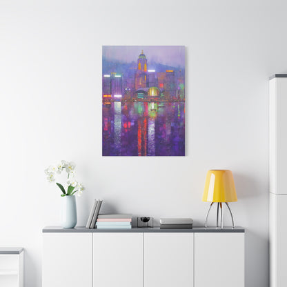 Hong Kong Skyline Neon Harbor Lights Wall Art & Canvas Print