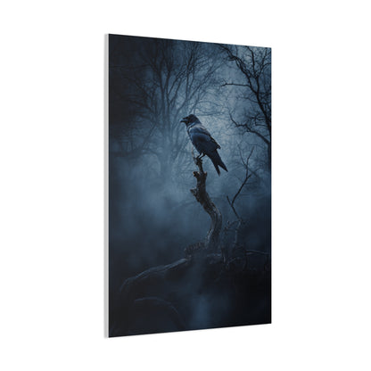 Solitary Raven on Twisted Branch Wall Art & Canvas Print