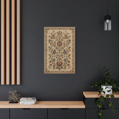 Antique Floral Embroidery Garden Panel Wall Art & Canvas Print