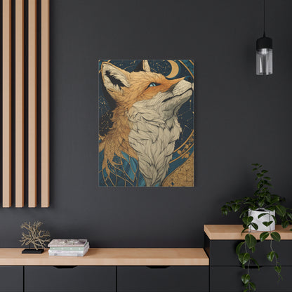 Celestial Fox Constellation Portrait Wall Art & Canvas Print