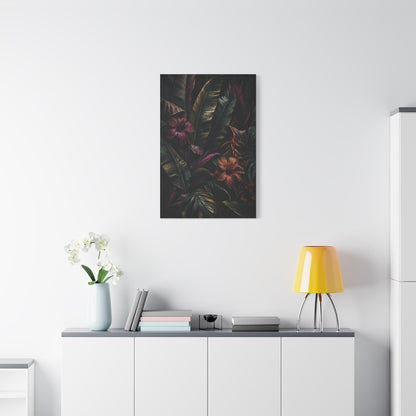 Dark Botanical Hibiscus Jungle Tropical Wall Art & Canvas Print