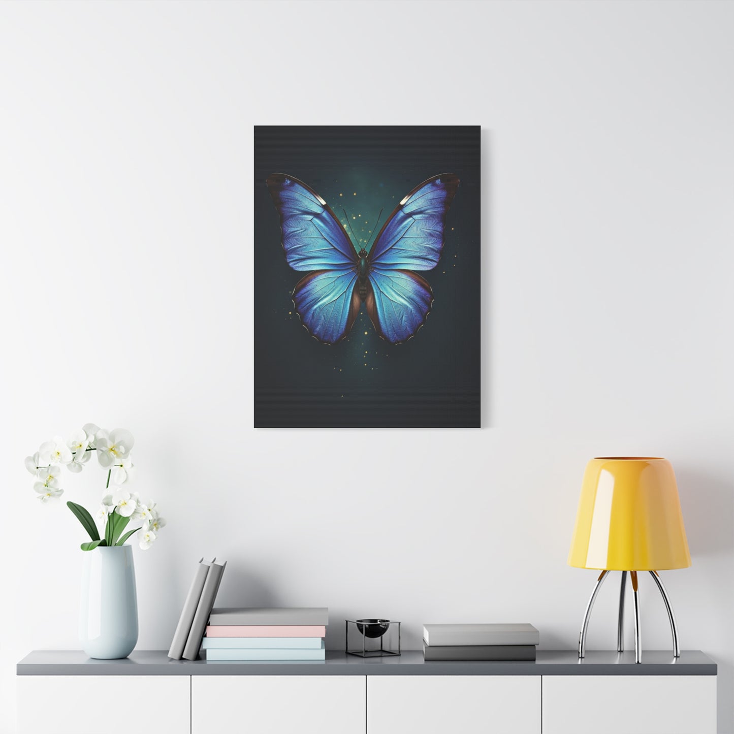 Luminous Sapphire Butterfly Portrait Wall Art & Canvas Prints