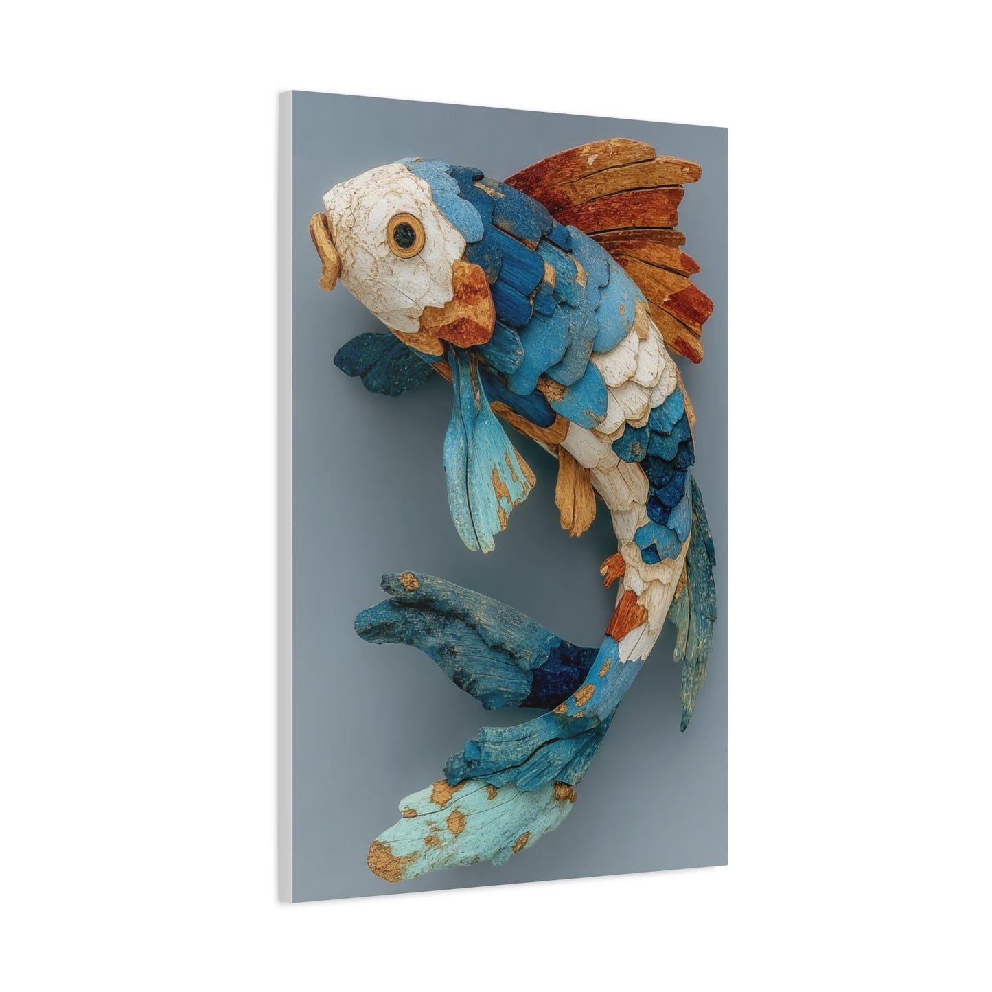 Driftwood Koi Sculpture Wall Art & Canvas Print