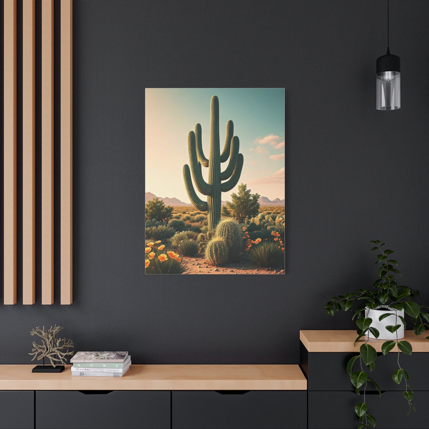 Saguaro and Barrel Cactus Desert Vista Wall Art & Canvas Prints